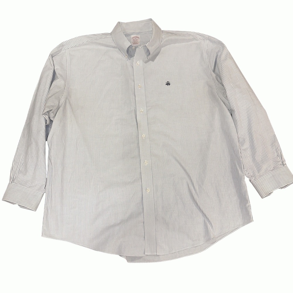 Brooks Brothers Madison Fit Shirt XXL Blue Pinstripe Non-Iron Supima Cotton - Picture 2 of 8